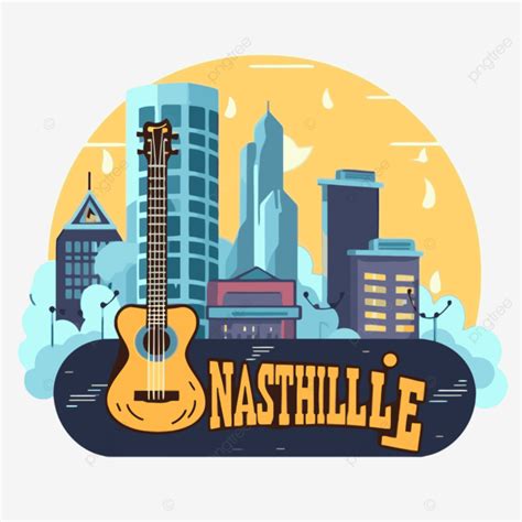 Nashville Clipart An Urban Flat Style Nashville Logo With Guitar