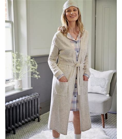 Natural Marl Cashmere And Merino Luxe Dressing Gown Woolovers Us