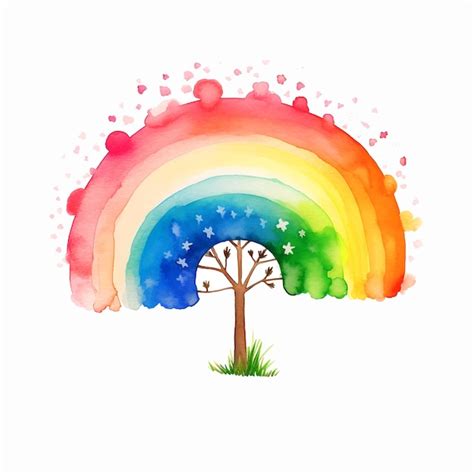 Premium Vector Rainbow Tree Watercolor Paint