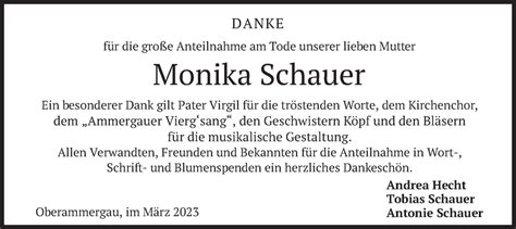 Traueranzeigen Von Monika Schauer Trauer Merkur De