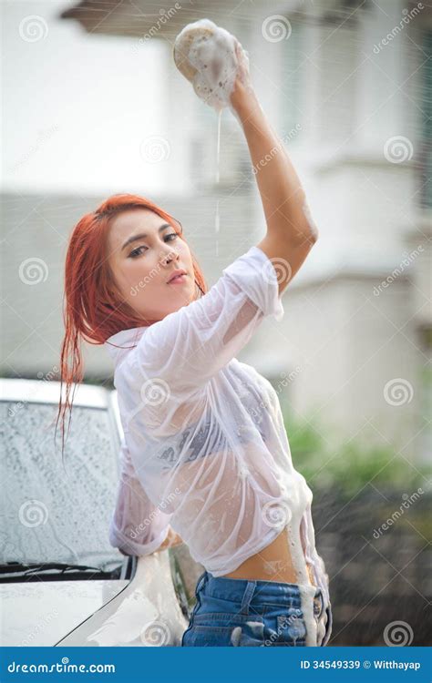 Woman Washing A Car Stock Image Image Of Lifestyle Beautiful 34549339