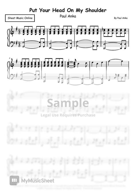 Paul Anka Put Your Head On My Shoulder By Sheet Music Online