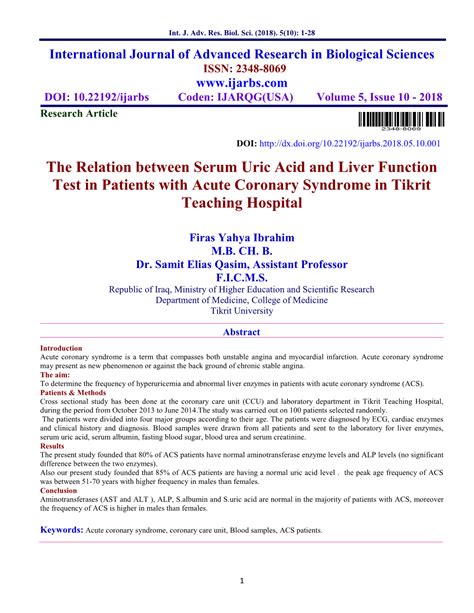 The Relation Between Serum Uric Acid And Liver Function Test In