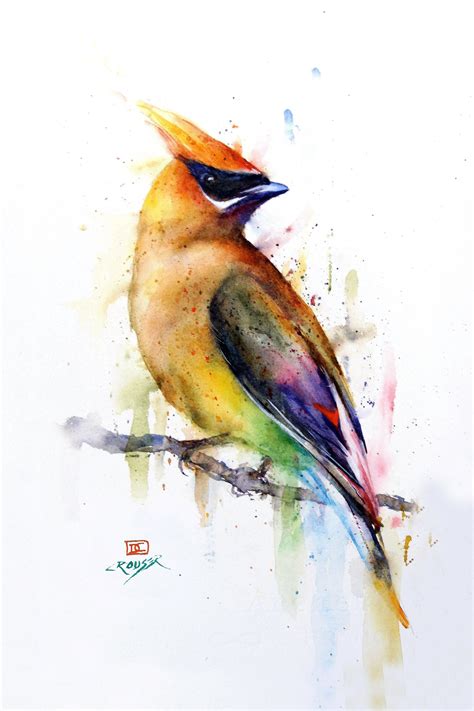 Cedar Waxwing Watercolor Bird Print By Dean Crouser Etsy