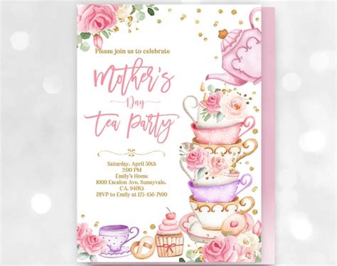 Mothers Day Tea Party Invitation Mother S Day Brunch Etsy