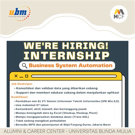 Lowongan Internship Pt Mega Central Finance Acc Ubm