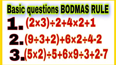 Basic Questions Bodmas Rule Bodmas Example Solve Bodmas Problem