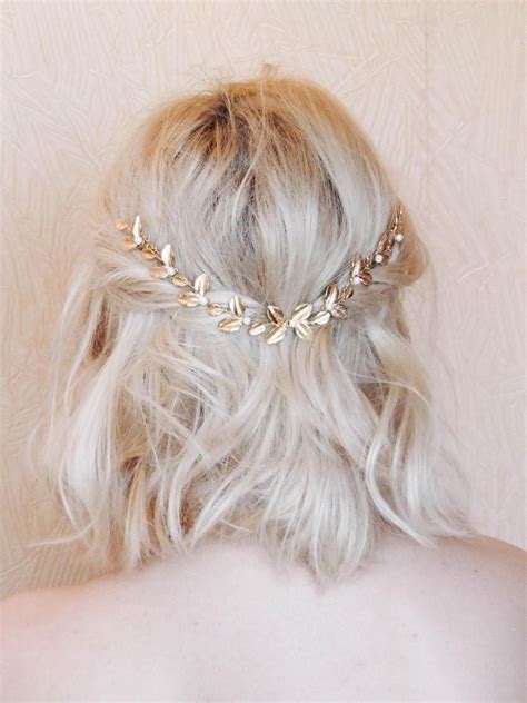 Bridal Head Chain Boho Bridal Back Headpiece Bohemian Headpiece Gold