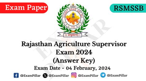 RSMSSB Agriculture Supervisor Exam 04 Feb 2024 Answer Key