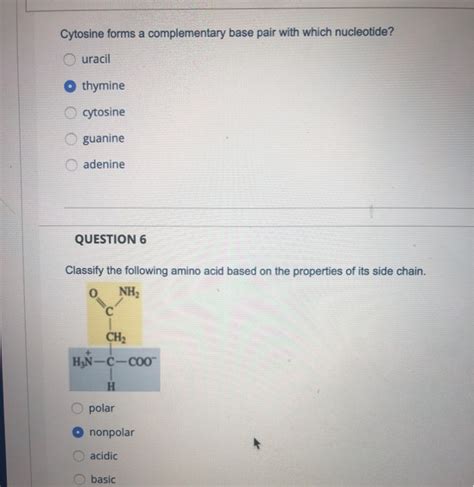 Solved Cytosine forms a complementary base pair with which | Chegg.com