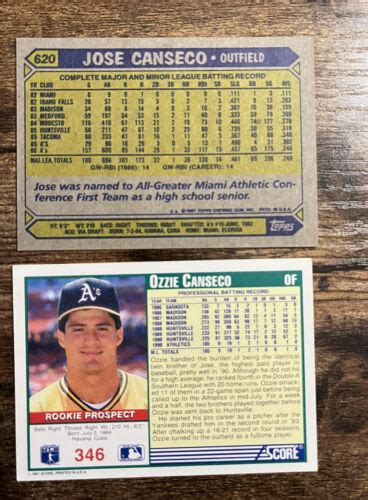 1987 Jose Canseco Ozzie Canseco All Star Rookie Card RC Topps 620