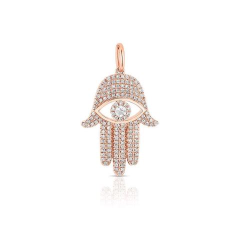 14kt Rose Gold Diamond Evil Eye Hamsa Charm Diamond Evil Eye Hamsa