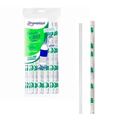 Canudo Bio Garrafa Sachê Papel 5MM Pacote Cristal PP 100 Ok