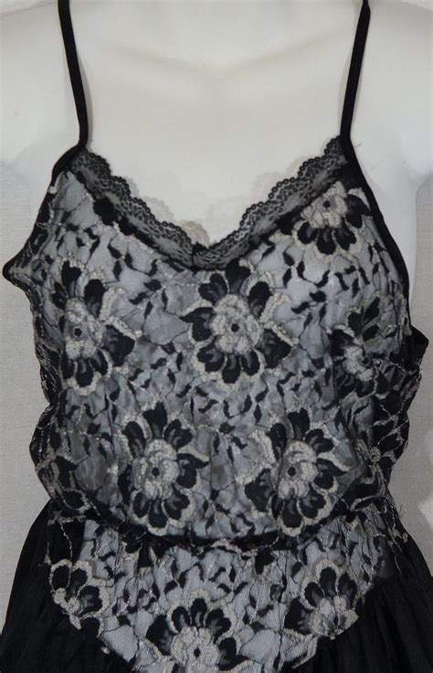 S Teddy Vintage Lingerie Bodysuit Romper Made In USA See Through Lace High Waist Undercover