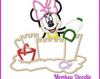 Minnie Beach Bikini Embroidery Machine Applique Instant
