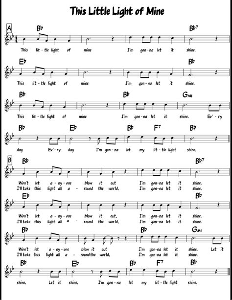 This Little Light Of Mine Sheet Music Download Free In Pdf Or Midi