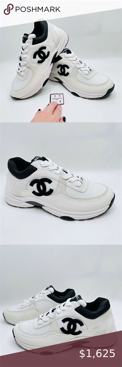 Chanel White Black Cc Logo Nib 39 Eur Size Trainers Runners Sneakers