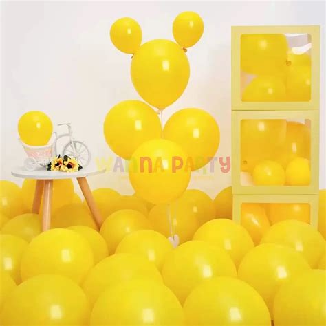 12 Metallic Lemon Yellow Balloon Indias Premium Party Store Wanna