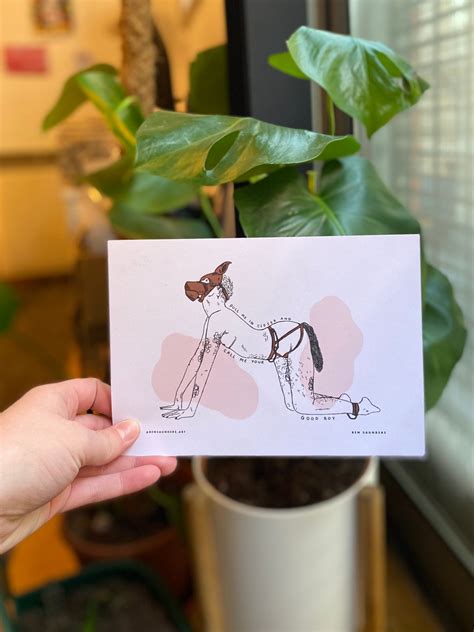 Pup Play Good Boy Gay Puppy Kink Trans Queer Artwork Line Illustration Print Lgbtq Pride