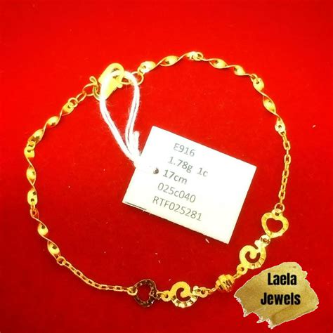 LAELA RANTAI TANGAN OMBAK BAJET HOLLOW EMAS TULEN 916 GOLD BRACELET