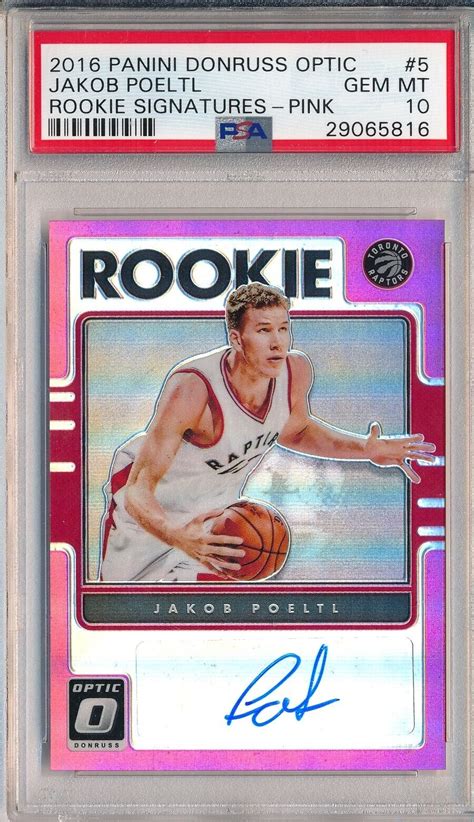 Panini Donruss Optic Rc Auto Pink Prizm Jakob Poeltl Psa Ebay