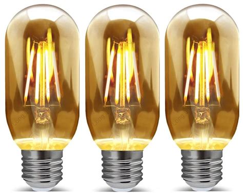 Retro Vintage Led 4w Edison Style Filament Tube Bulb Smoked Gold Glass T45 E27 Ebay