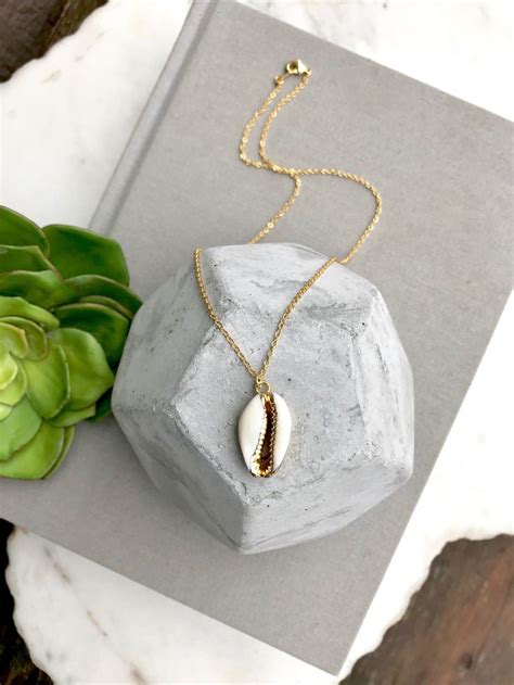 Cowrie Necklace Gold Cowrie Shell Necklace 24k Gold Dipped Etsy