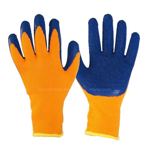 Fleece Liner Crinkle Latex Coated Palm Safety Gloves Safety Gloves