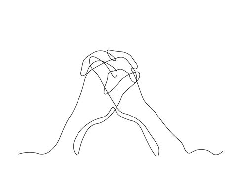 Abstract Hands Holding Each Other With Fingers Crossed Continuous One