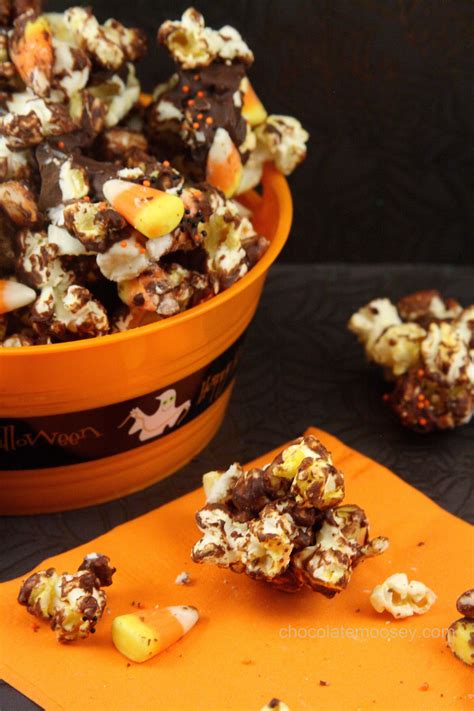 Halloween Candy Corn Chocolate Popcorn from www.chocolatemoosey.com - Homemade In The Kitchen