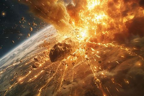 Stunning An Asteroid Hitting The Earth Causing An Explosion Premium