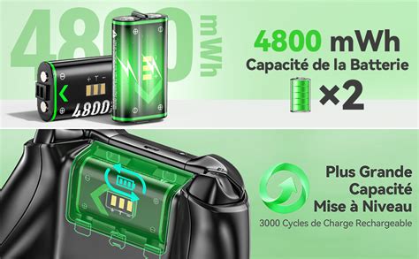 Oivo Chargeur Usb Avec X Mwh Rechargeable Batteries Pour Xbox