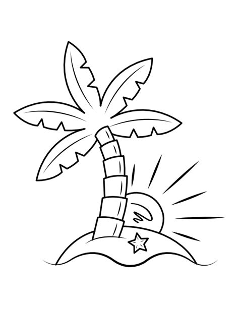 Printable Island Coloring Page