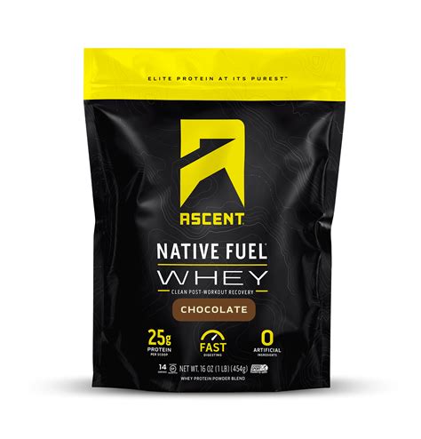 Ascent Native Fuel Whey Protein Isolate Powder Chocolate 1 Lb Post Workout And Muscle Recovery