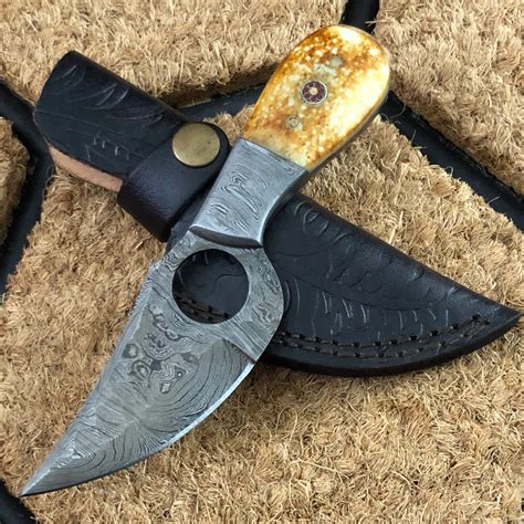 Ash Dn Damascus Steel Handmade Hunting Skinner Bushcraft Knife