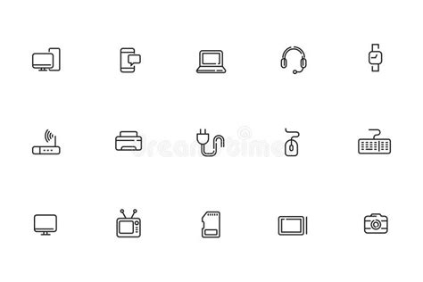 Conjunto De Iconos De Gadget En Estilo De L Nea Simple Ilustraci N Del