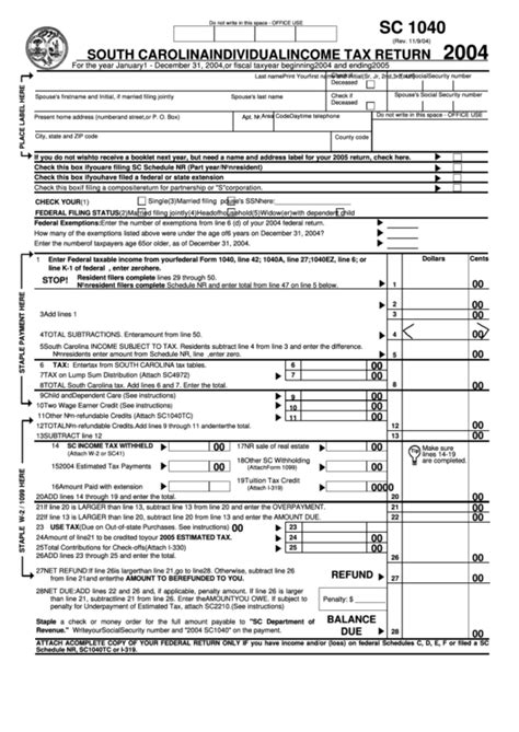 South Carolina Fillable Tax Forms Printable Forms Free Online