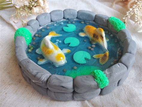 Polymer Clay Koi Fish Pond Trinket Tray Handmade Trinket Dish Home