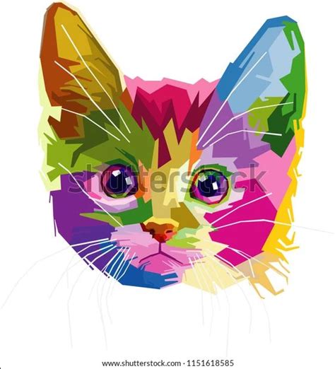 Colorful Cat Head On Pop Art