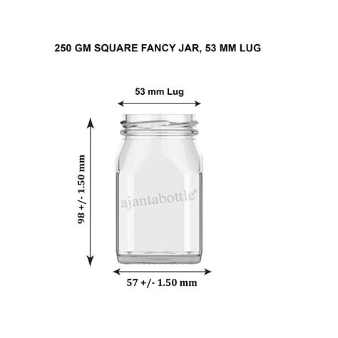 Gm Square Fancy Honey Glass Jar Mm Lug Neck Ajanta Bottle