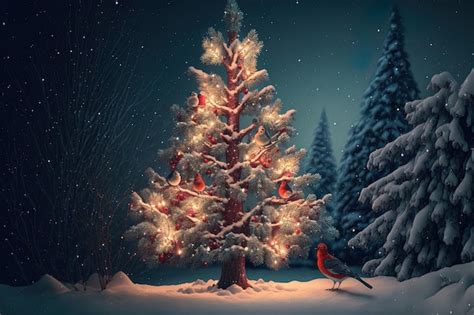 Premium AI Image | Background of winter season with Christmas tree with ...