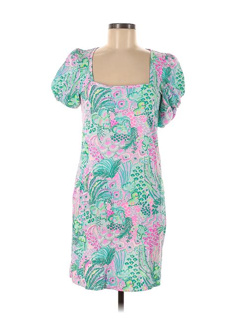 Lilly Pulitzer 100 Cotton Floral Motif Paisley Pink Casual Dress Size