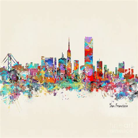 San Francisco California Skyline Painting by Bri Buckley