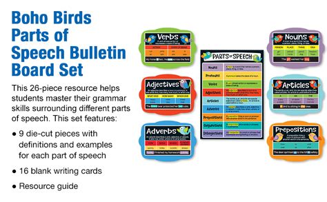 Carson Dellosa Boho Birds Parts Of Speech Bulletin Board