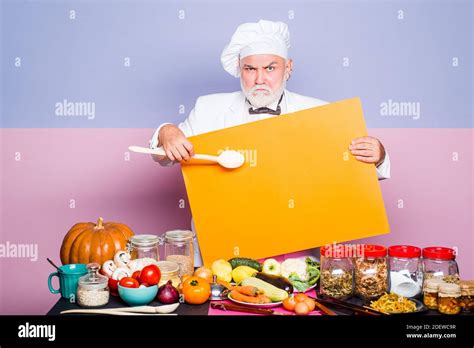 Man Mature Cook Posing Cooking Apron Fine Recipe Chief Cook And