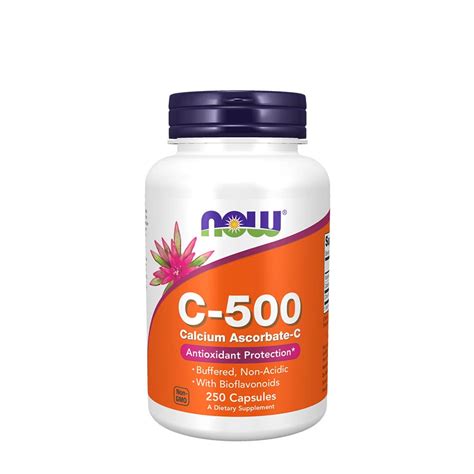 Now Foods Vitamin C 500 Calcium Ascorbate C 250 Veg Capsule