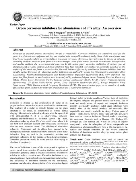 Fillable Online Organic Corrosion Inhibitors For Aluminum And Its