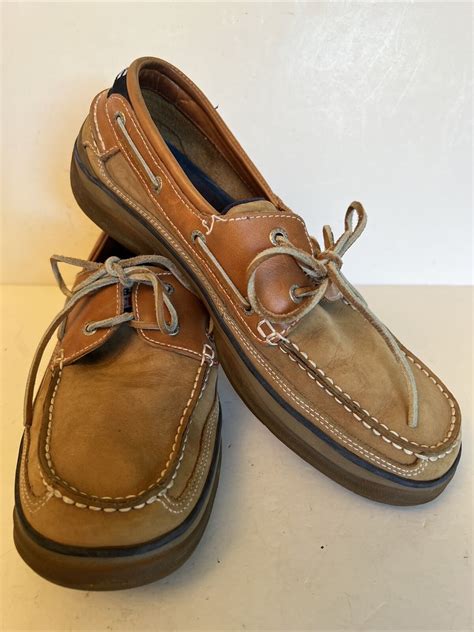 Sebago Docksides Mens Tan Brown Two Eye Leather Boat  Gem