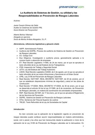 Auditor A Y Responsabilidades En Prl Pdf