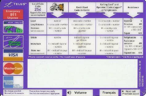 Payphone Instruction Cards